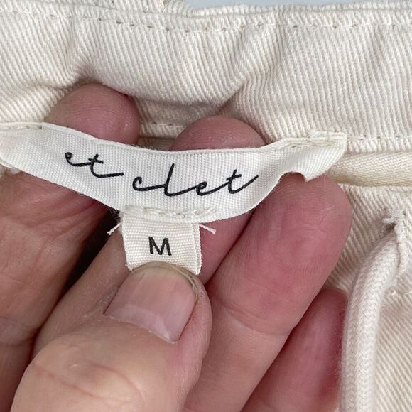 Et Clet Cream Straight Wide Leg High Waist Cotton Multi Pocket Cargo Pant Medium - Picture 3 of 10